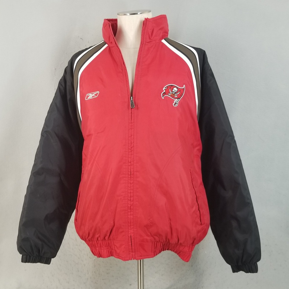 Reebok Parka Mens Large Red Tampa Bay Buccaneers Winter Heavy Full Zip Jacket